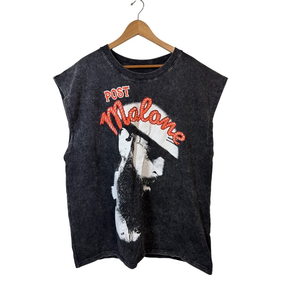 Posty Co Post Malone Muscle Tee Mens XL Black Mineral Wash Sleeveless Shirt